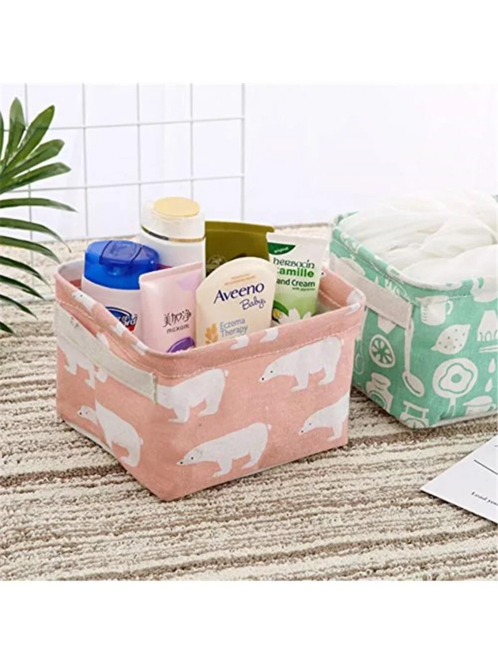 6-Pack Foldable Canvas Storage Baskets with Handle Small size collapsible